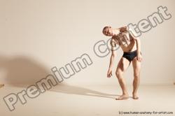 Underwear Gymnastic poses Man White Slim Bald Brown Dancing Dynamic poses Academic